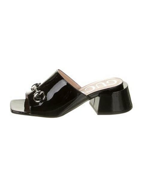 Gucci 1955 Horsebit Accent Patent Leather Slides 